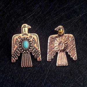 Turquoise Bronze Eagle shaped earrings